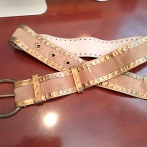 💫💛Suzanne Somers Tan/Gold Leather Belt Size M/L